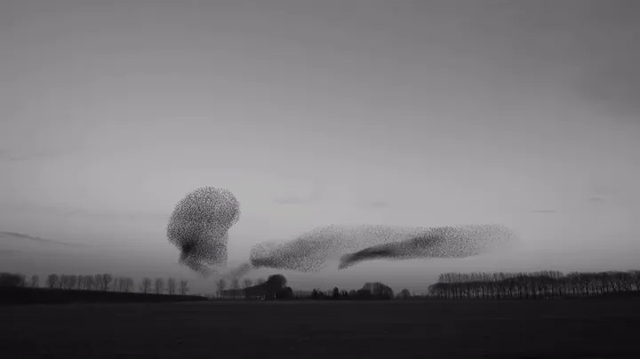 Starlings murmurations at dusk